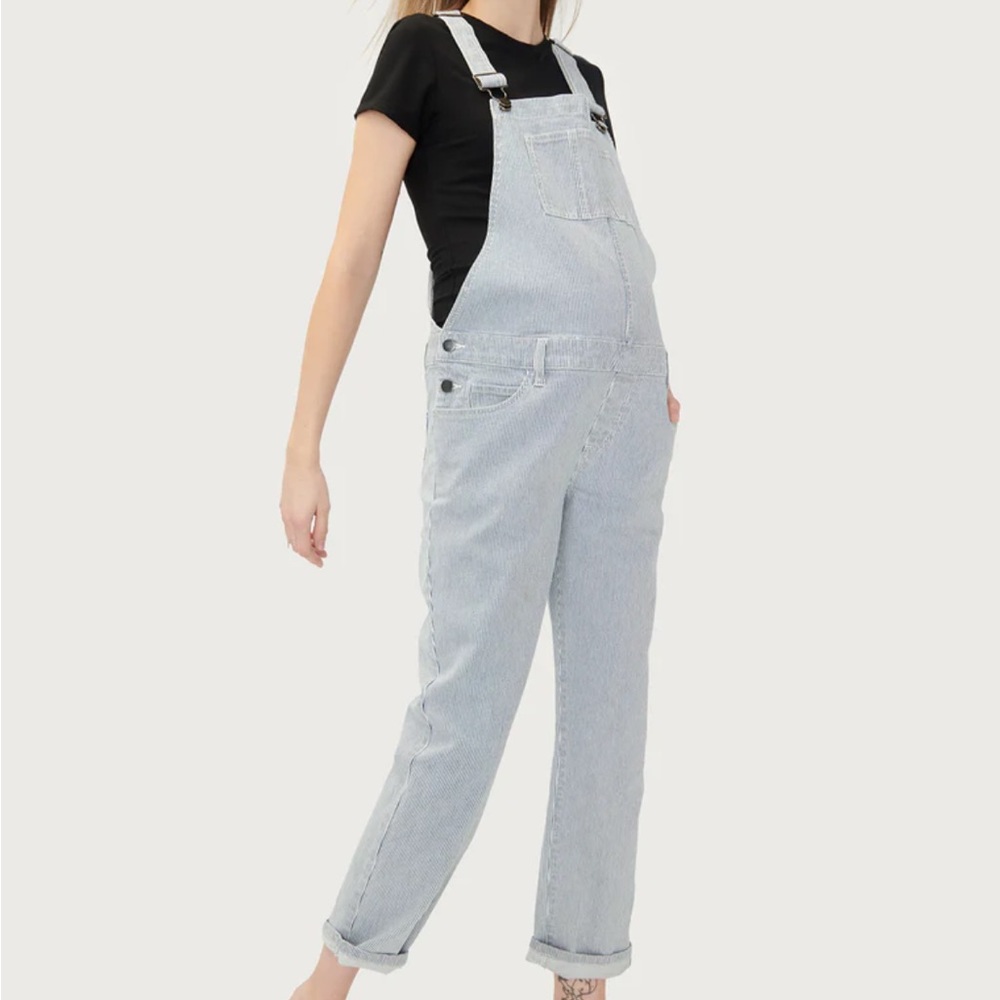 Hatch collection maternity railroad stripe overall